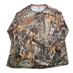 REAL TREE EDGE Camo Long Sleeve Shirt Mens 2XL Brown Hunting‎ Outdoor